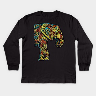 elephant side view abstract Kids Long Sleeve T-Shirt